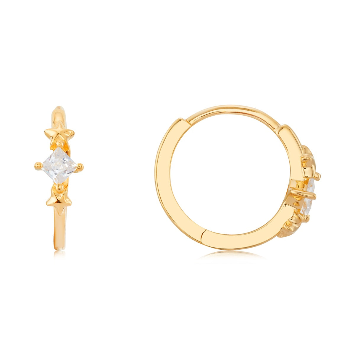 Argento Gold CZ Star Cluster Hoop Earrings