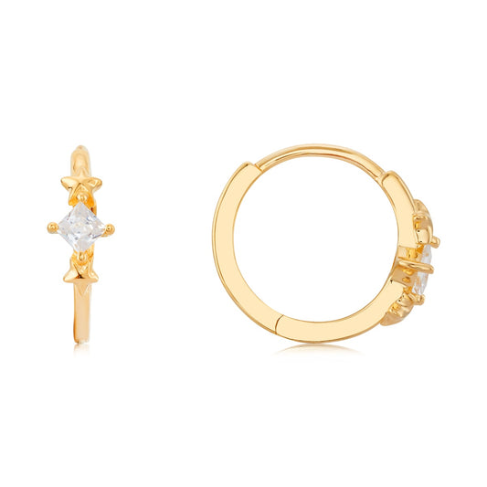 Argento Gold CZ Star Cluster Hoop Earrings