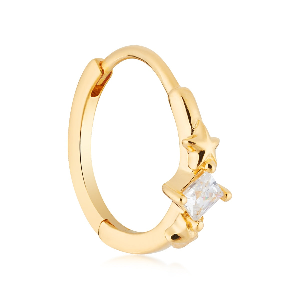 Argento Gold CZ Star Cluster Hoop Earrings