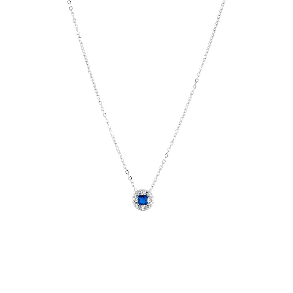 Argento Silver Sapphire CZ Halo Necklace