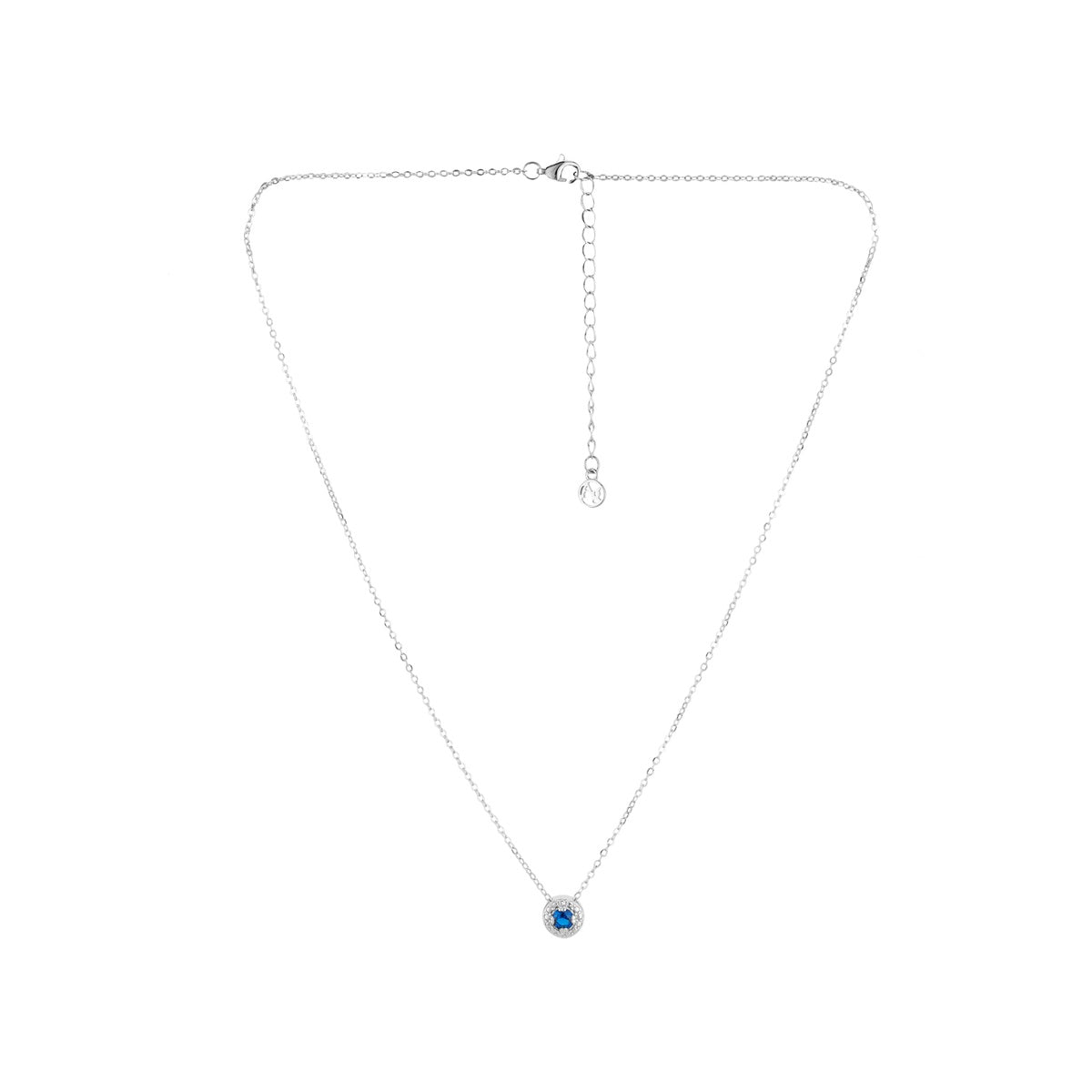 Argento Silver Sapphire CZ Halo Necklace