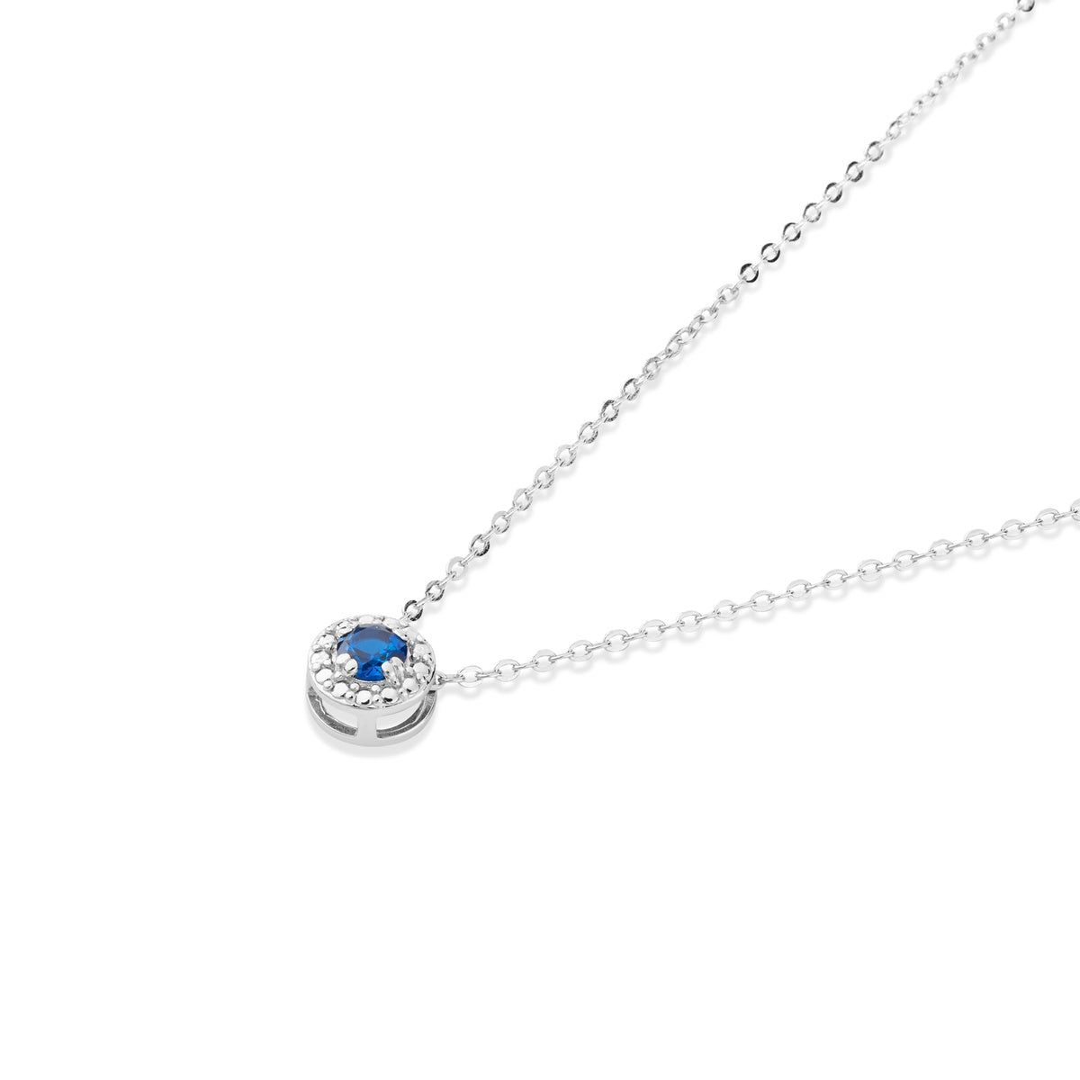 Argento Silver Sapphire CZ Halo Necklace
