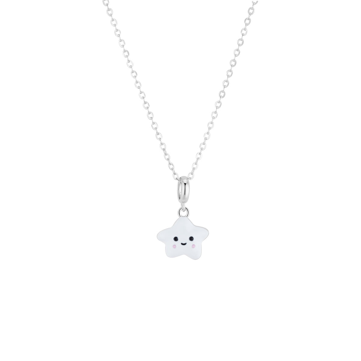 Argento Silver Kids Puffy Enamel Star Necklace