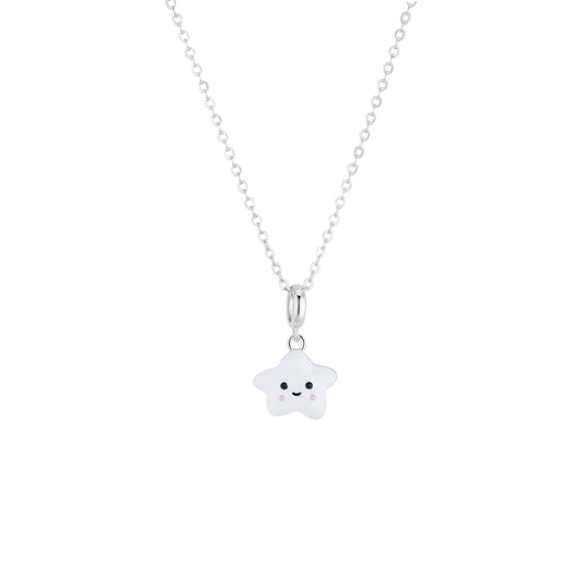 Argento Silver Kids Puffy Enamel Star Necklace