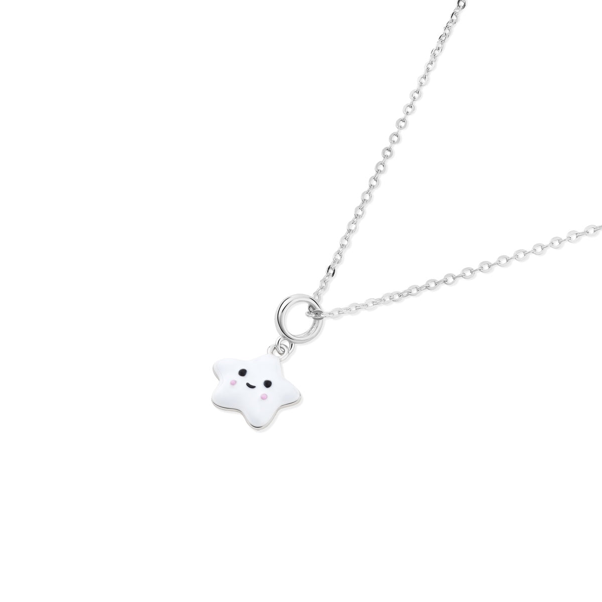 Argento Silver Kids Puffy Enamel Star Necklace