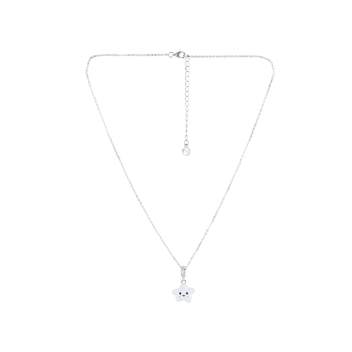Argento Silver Kids Puffy Enamel Star Necklace