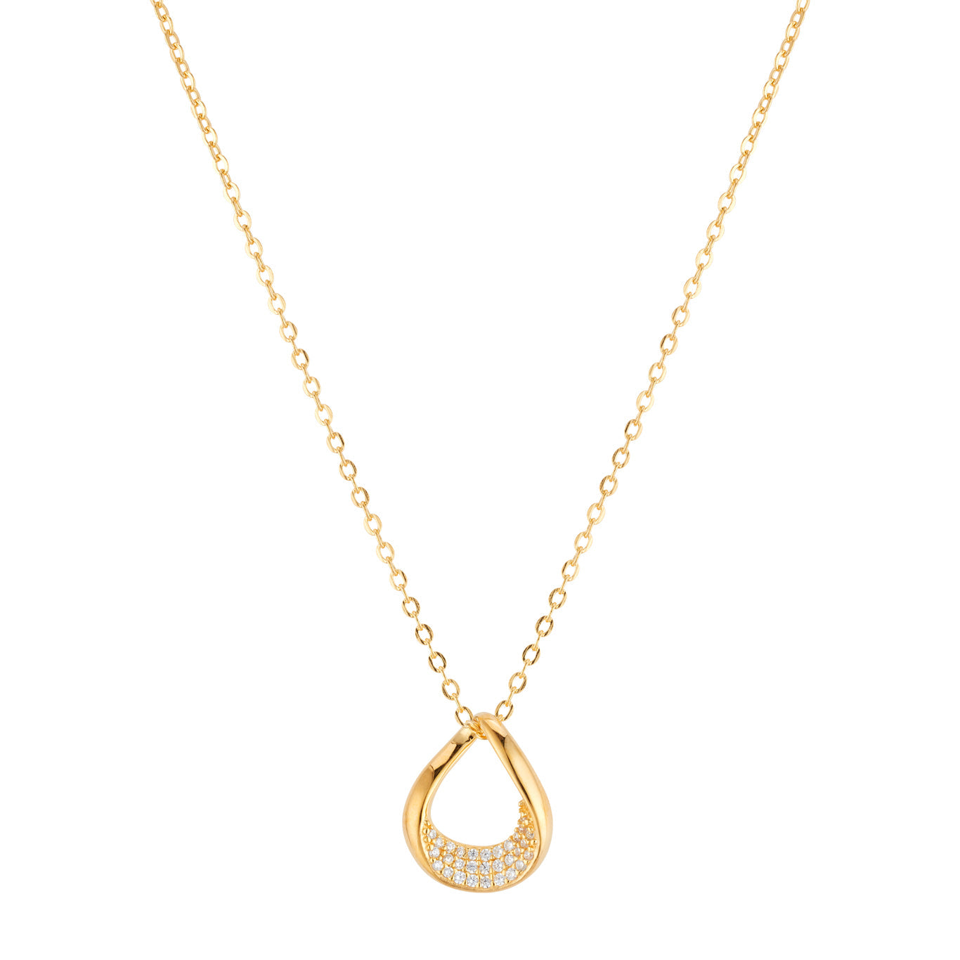 Argento Gold CZ Fluid Wave Necklace