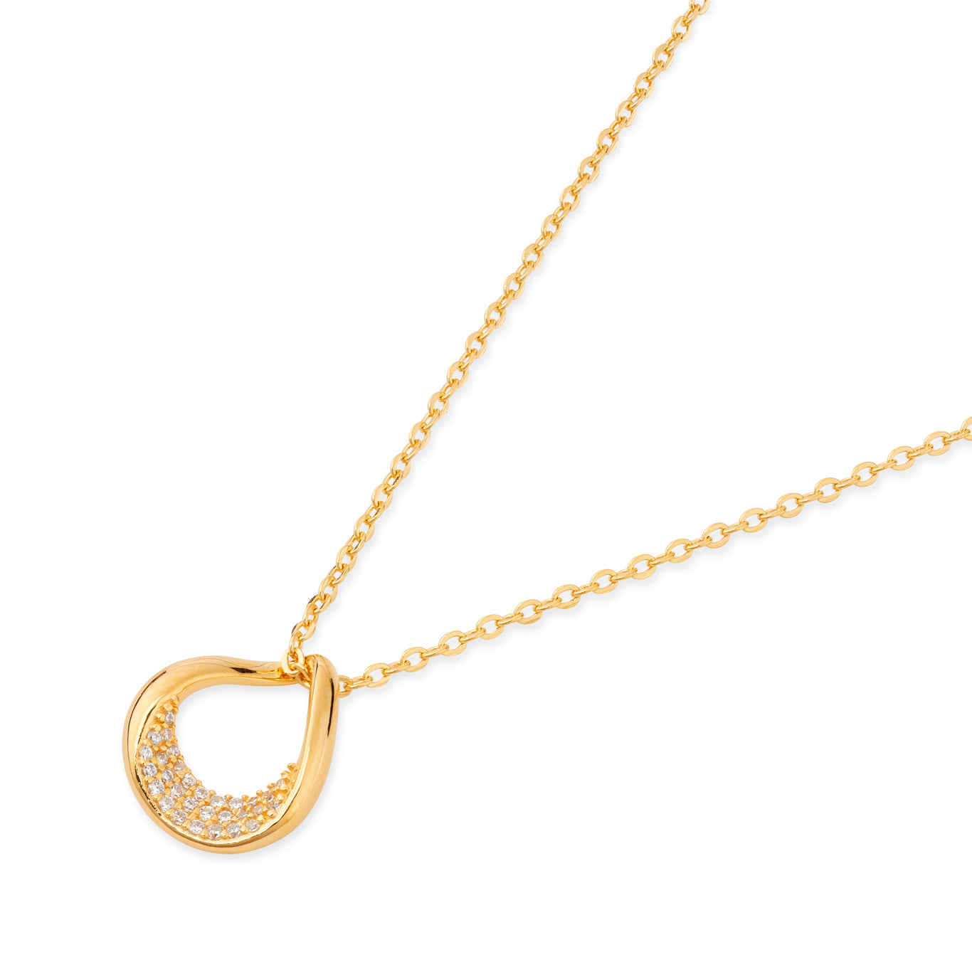 Argento Gold CZ Fluid Wave Necklace
