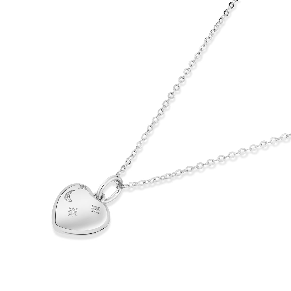 Argento Silver Star Puffy Heart Locket Necklace