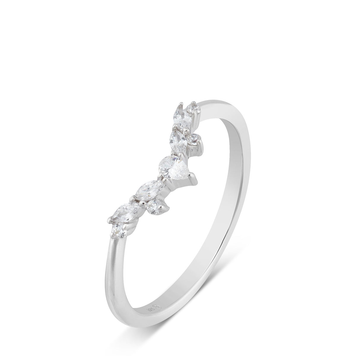 Argento Silver Pear Marquise Wishbone Ring