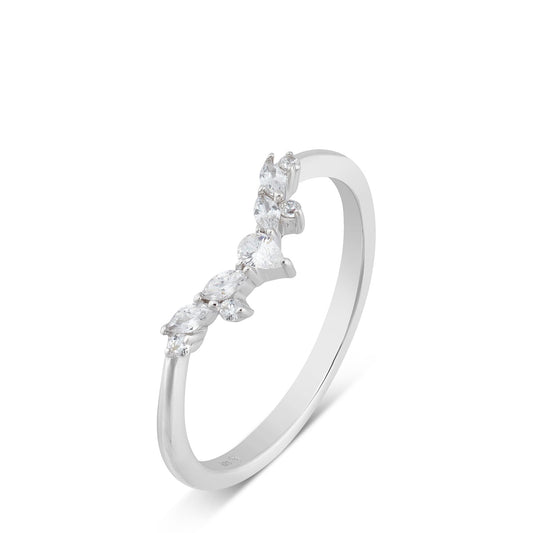 Argento Silver Pear Marquise Wishbone Ring