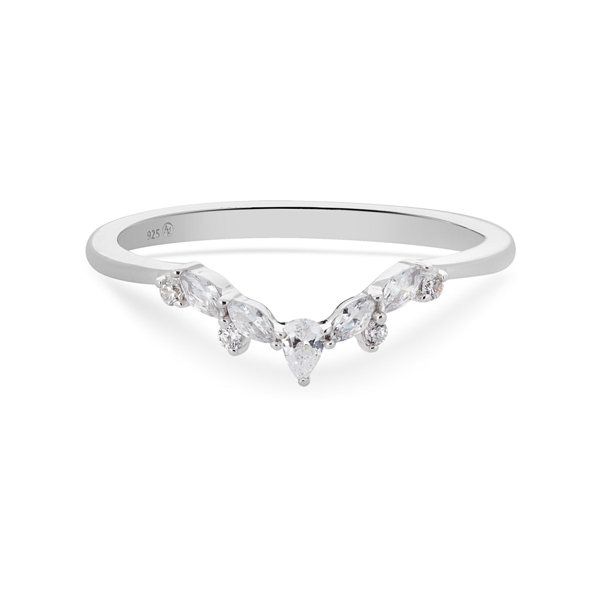 Argento Silver Pear Marquise Wishbone Ring