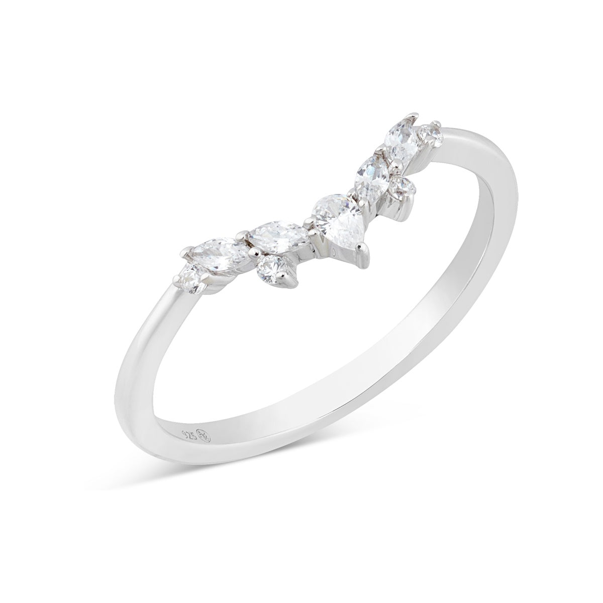 Argento Silver Pear Marquise Wishbone Ring