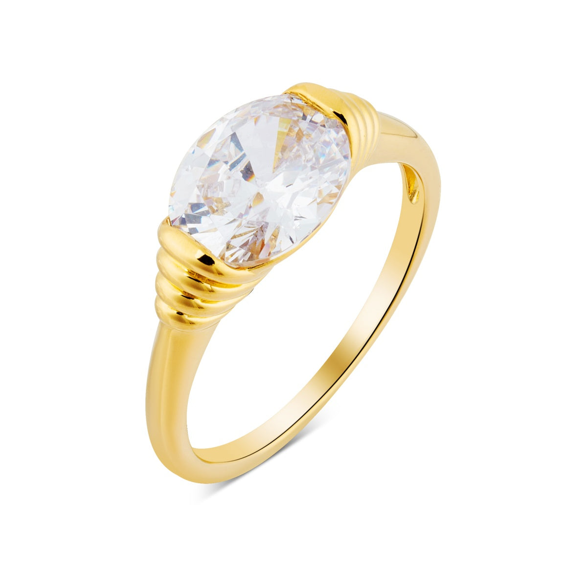 Argento Gold Statement Ribbed Vintage Ring