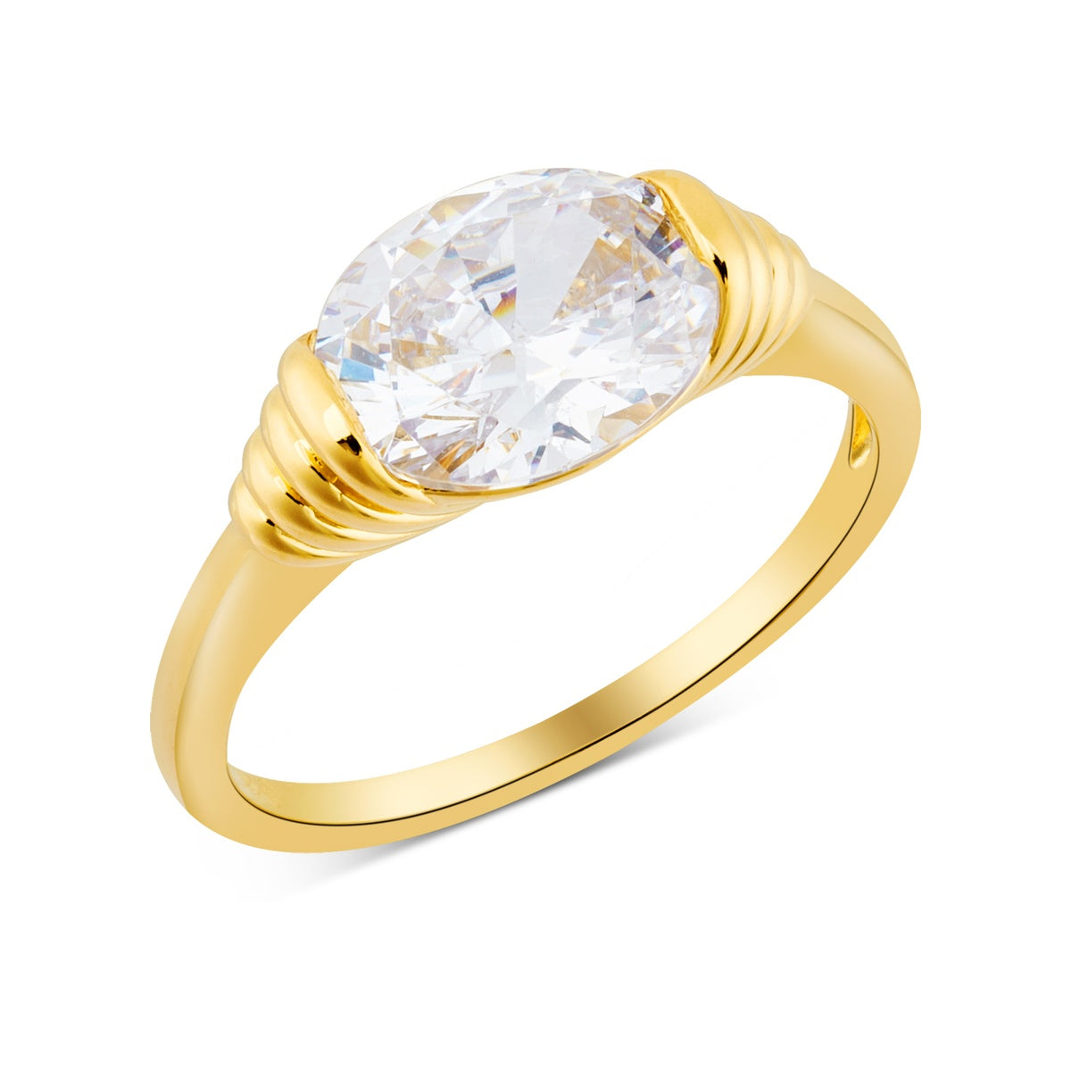 Argento Gold Statement Ribbed Vintage Ring