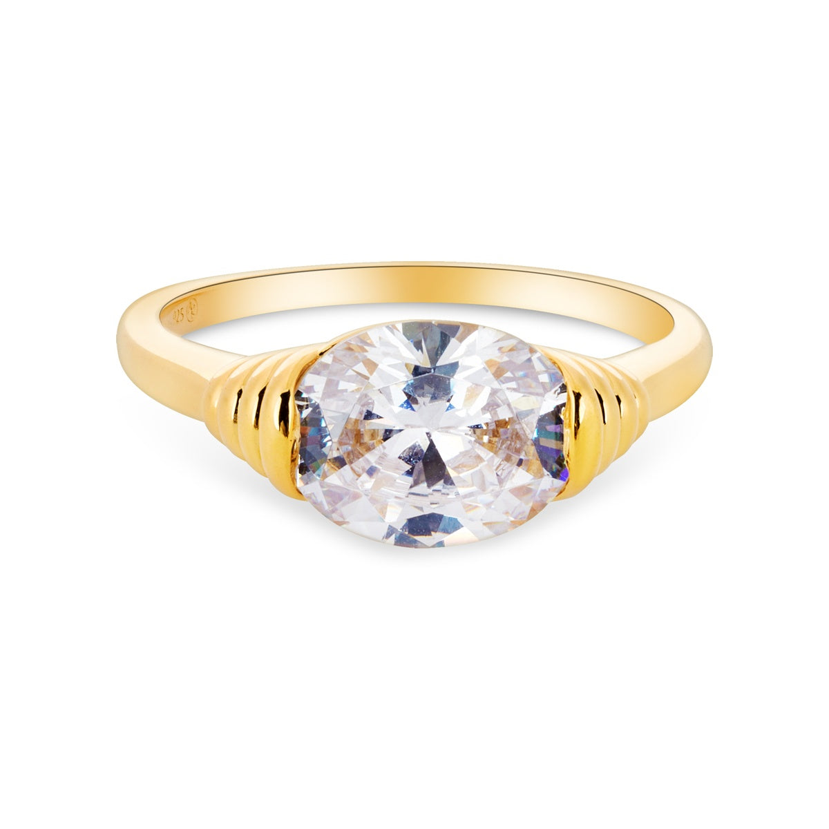 Argento Gold Statement Ribbed Vintage Ring