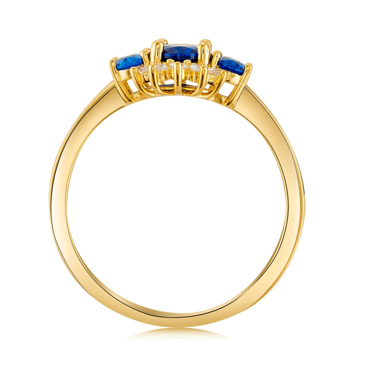 Argento Gold Vintage Sapphire CZ Halo Cluster Ring