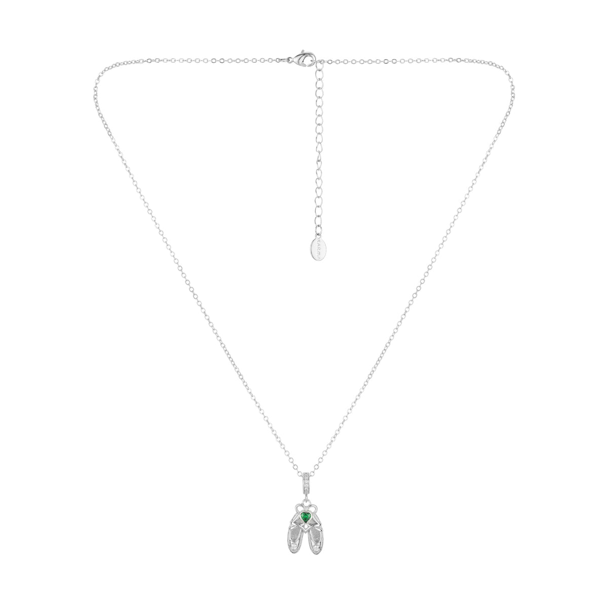 Karma Silver Irish Dancer Green Heart Necklace