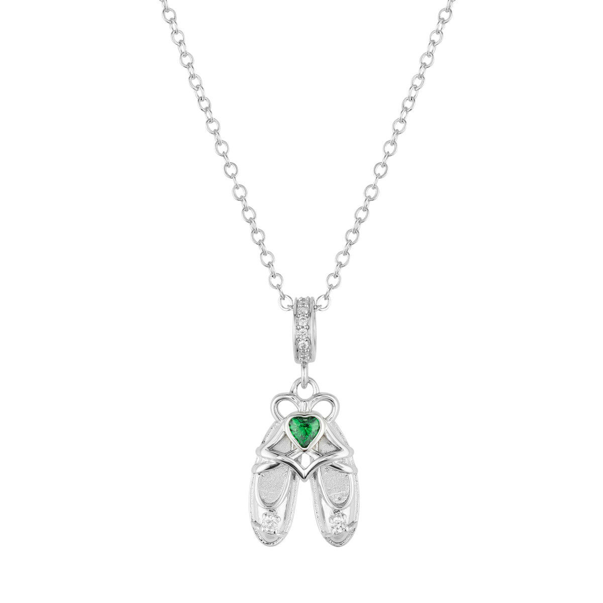 Karma Silver Irish Dancer Green Heart Necklace