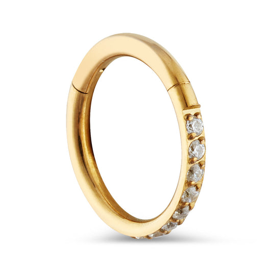 Over & Over Gold Titanium CZ 8mm Single Segment Ring