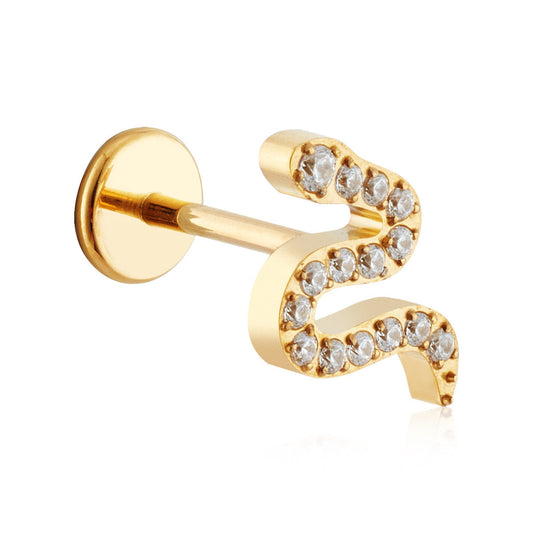 Over & Over Gold Titanium CZ Snake Single Nap Earring