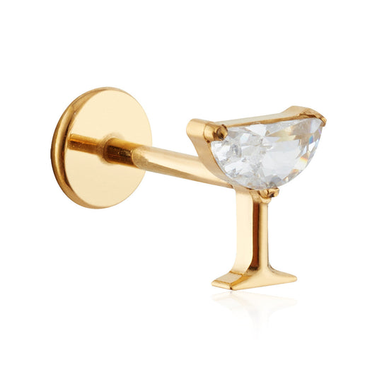 Over & Over Gold Titanium CZ Martini Single Nap Earring