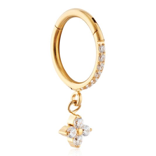 Over & Over Gold Titanium Clover CZ Single Segment Ring