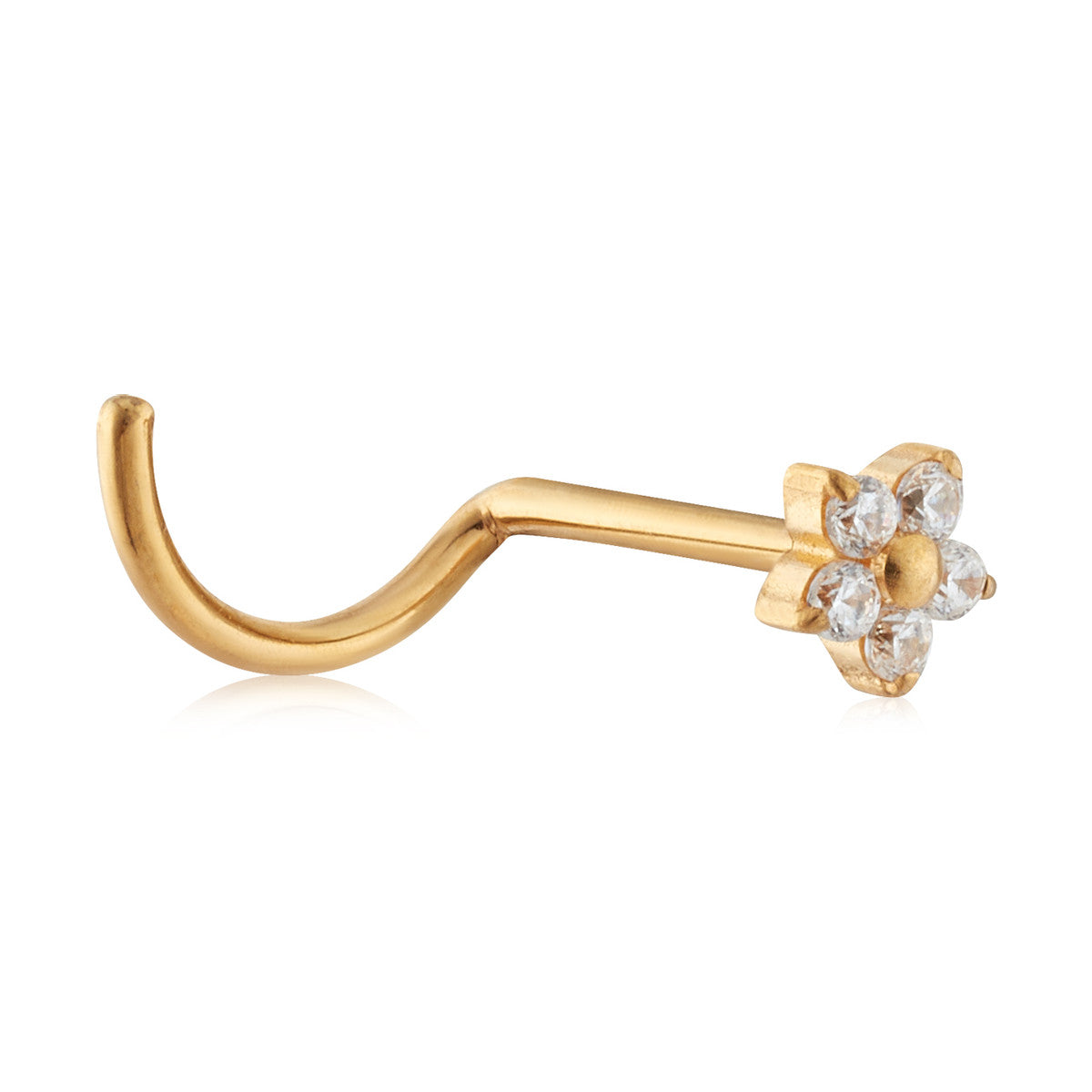 Over & Over Gold Titanium CZ Flower Nose Ring