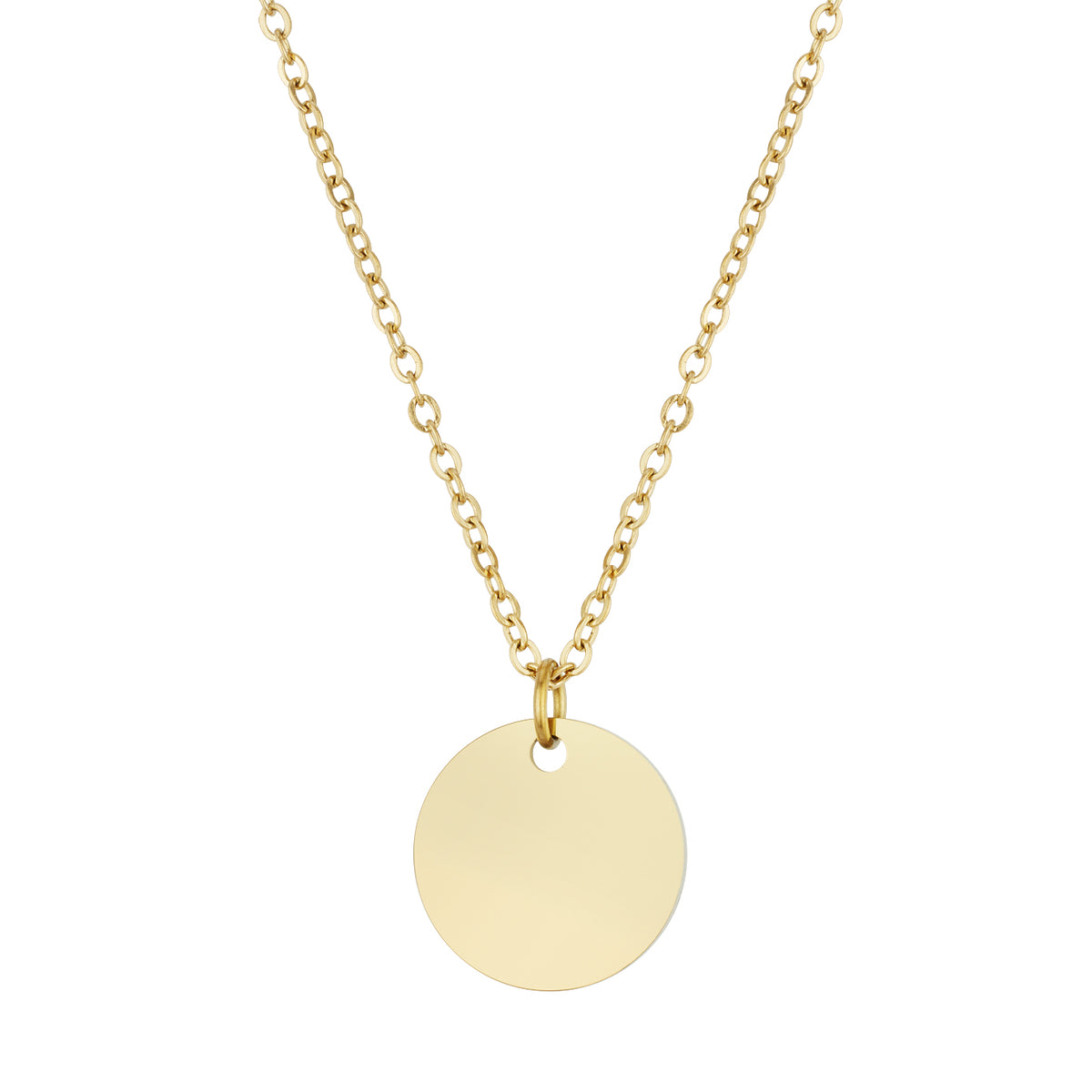 Over & Over 14k Gold Stainless Steel Engravable Circle Necklace