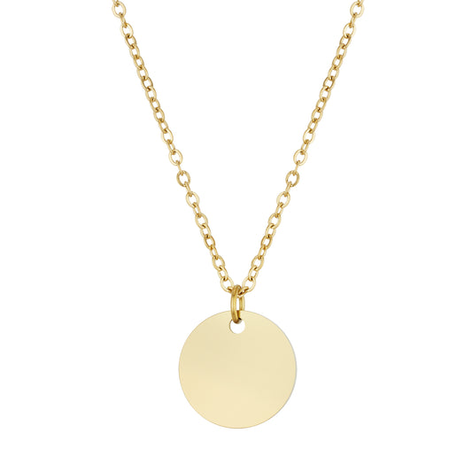 Over & Over 14k Gold Stainless Steel Engravable Circle Necklace