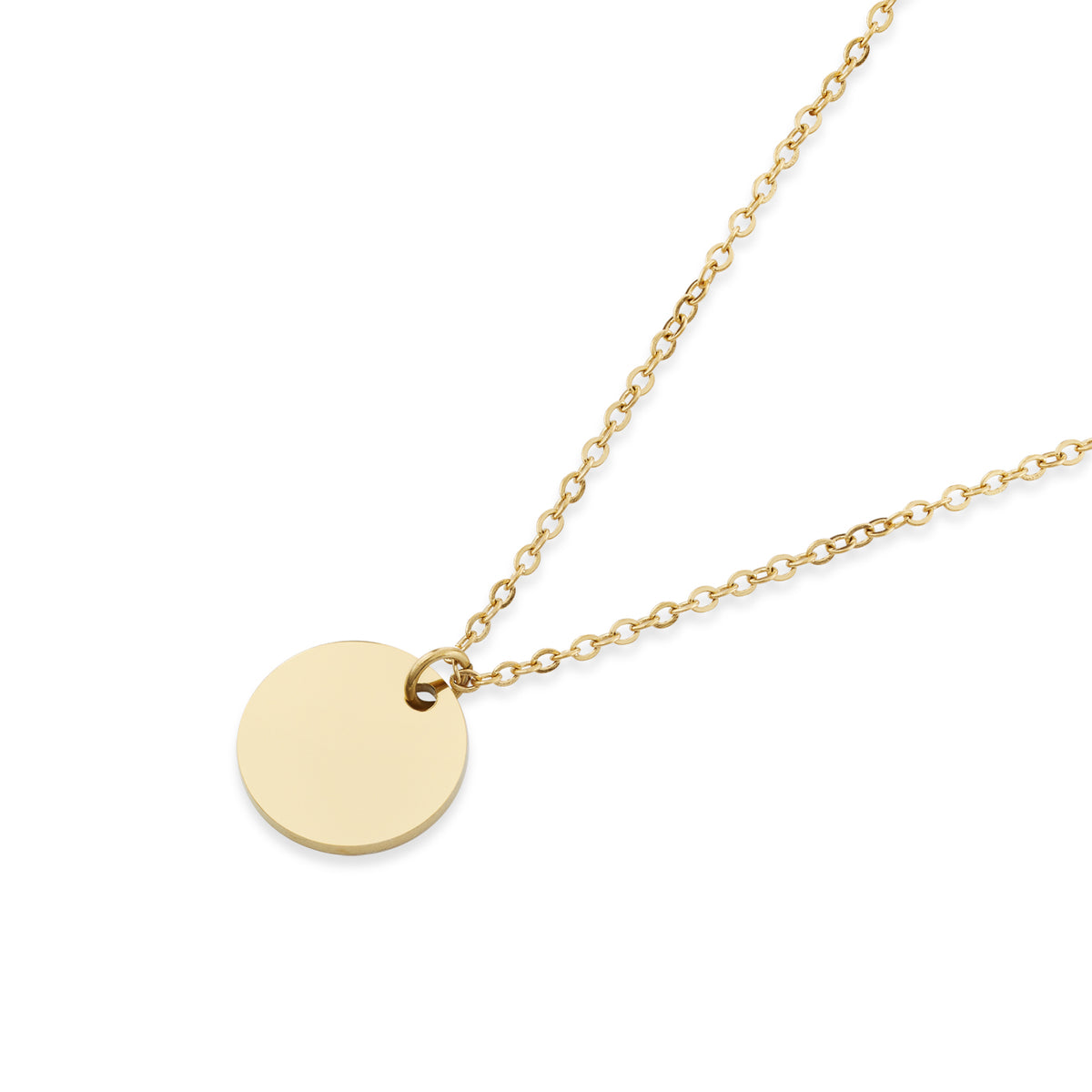Over & Over 14k Gold Stainless Steel Engravable Circle Necklace