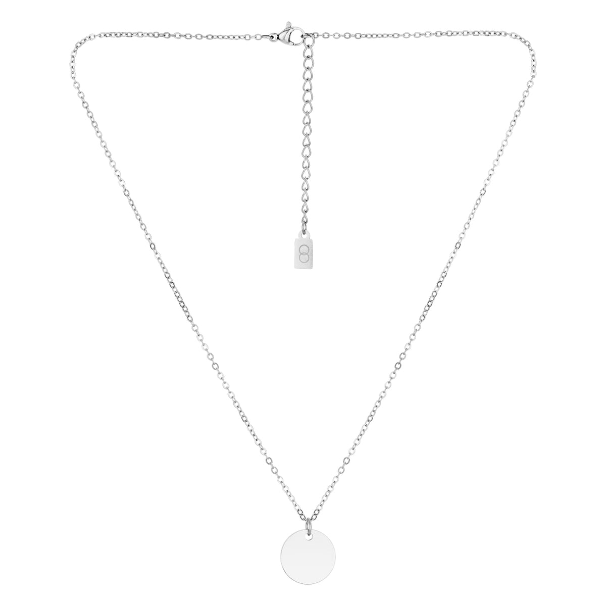 Over & Over Silver Stainless Steel Engravable Circle Necklace