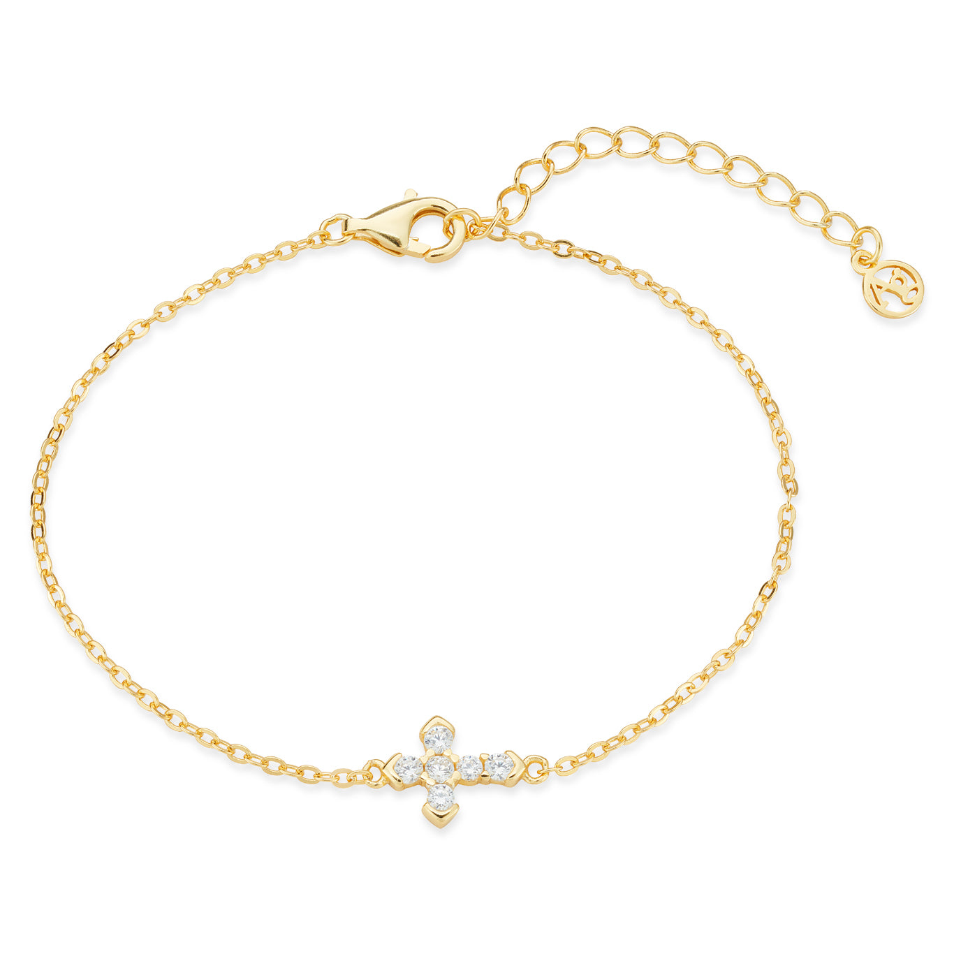 Argento Gold CZ Cross Bracelet