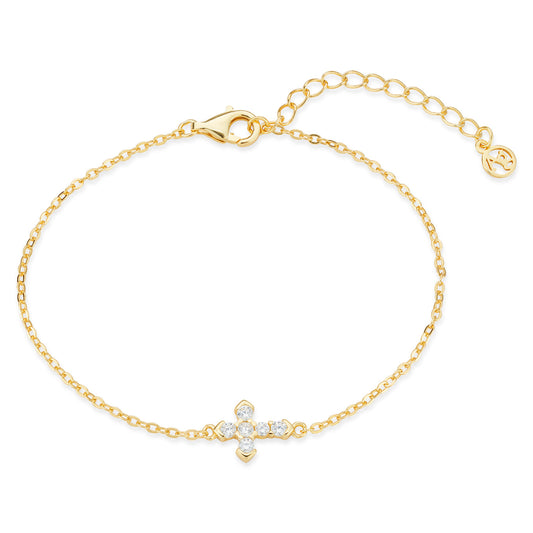 Argento Gold CZ Cross Bracelet