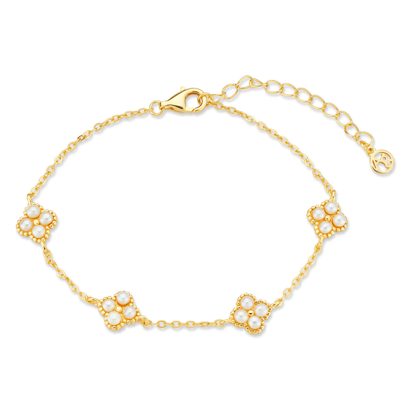 Argento Gold Freshwater Pearl Clover Bracelet