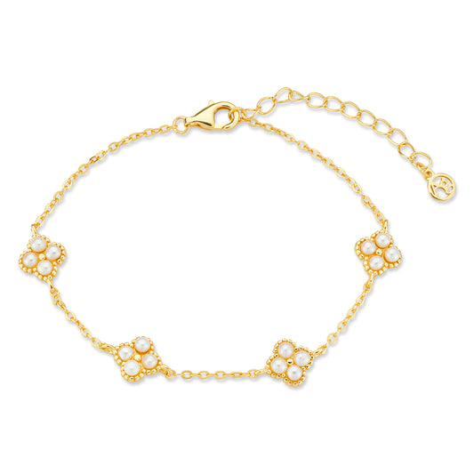 Argento Gold Freshwater Pearl Clover Bracelet