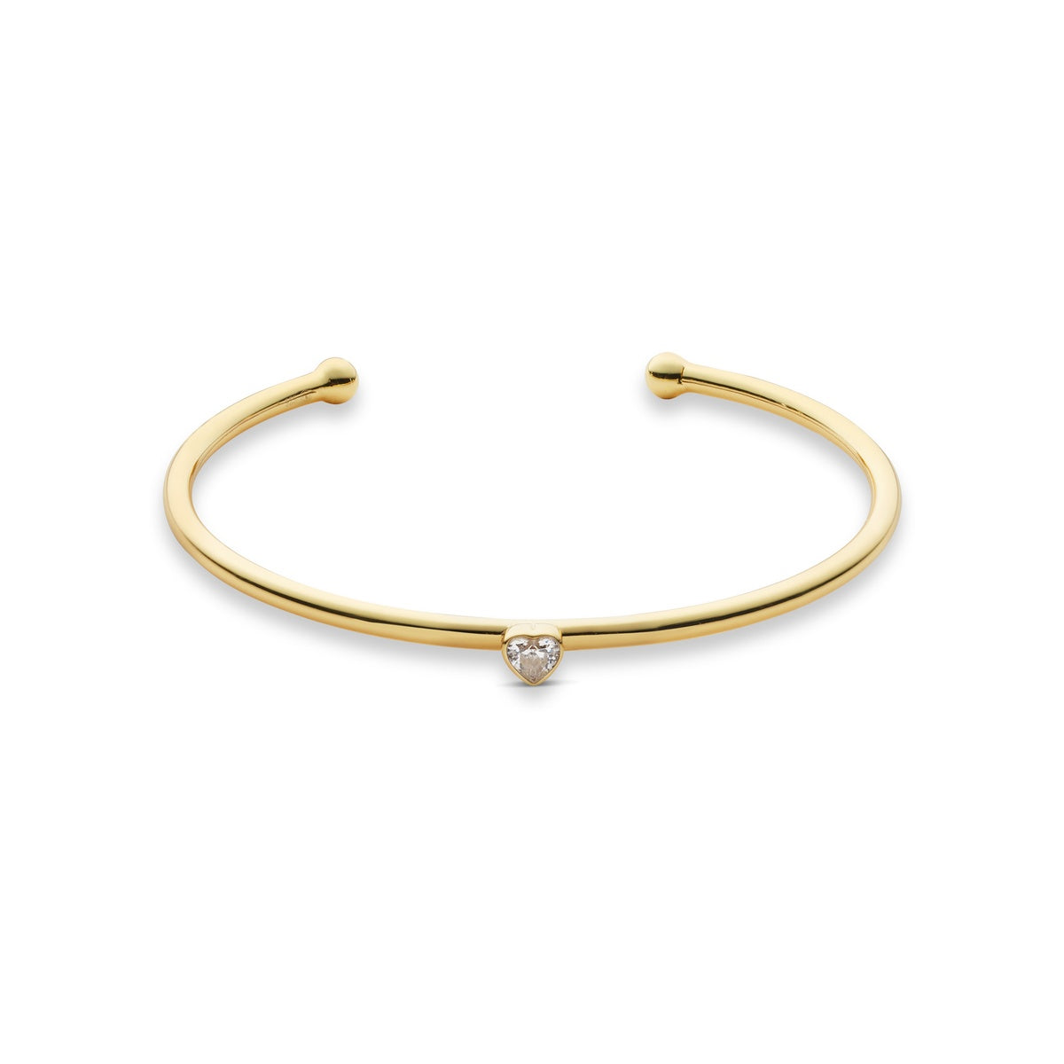 Argento Gold CZ Heart Bezel Bangle