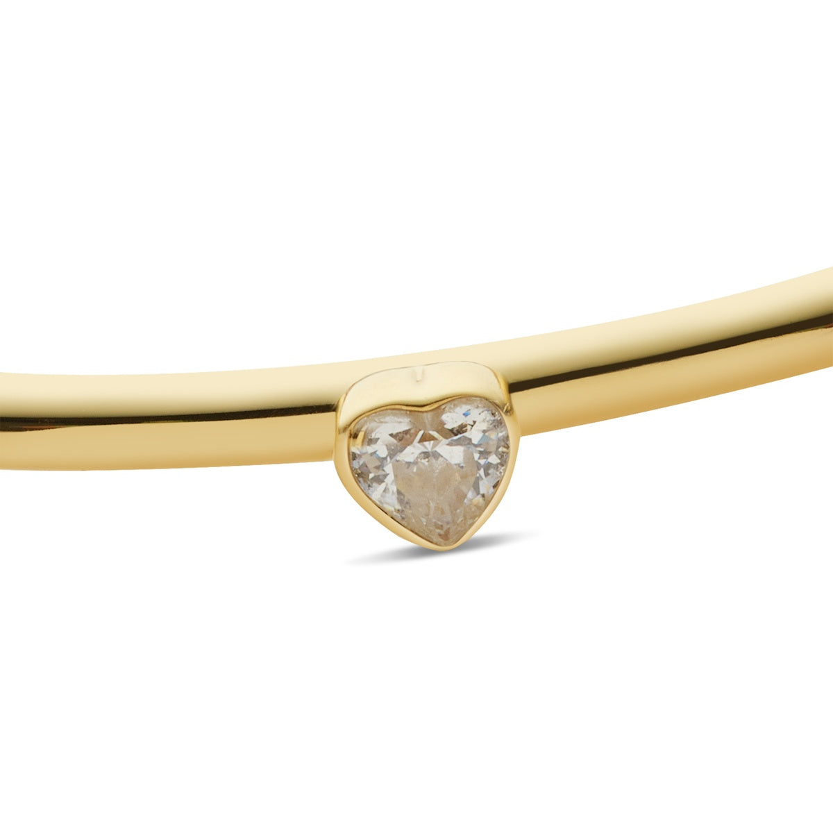 Argento Gold CZ Heart Bezel Bangle