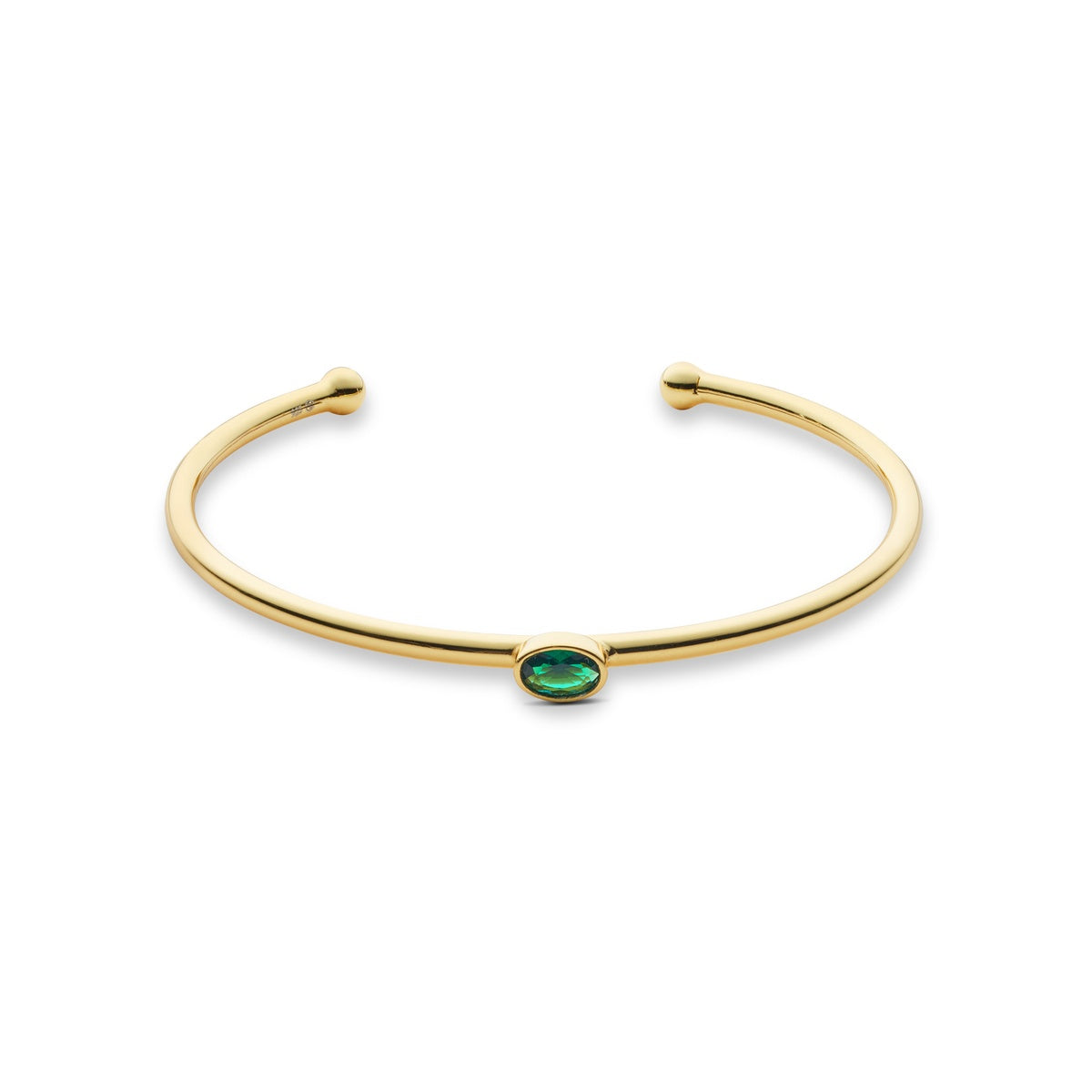 Argento Gold Green Bezel CZ Bangle