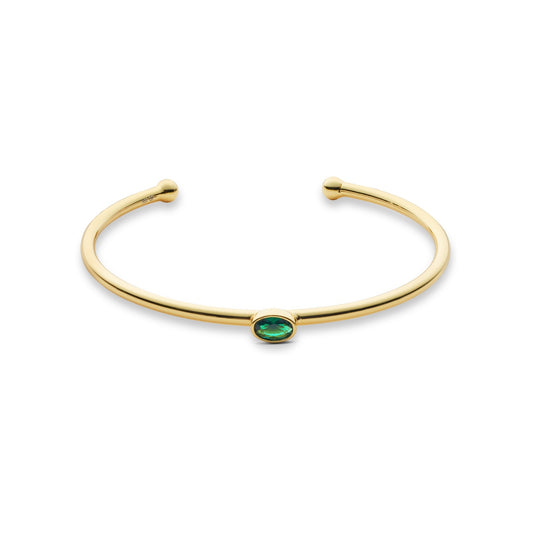 Argento Gold Green Bezel CZ Bangle