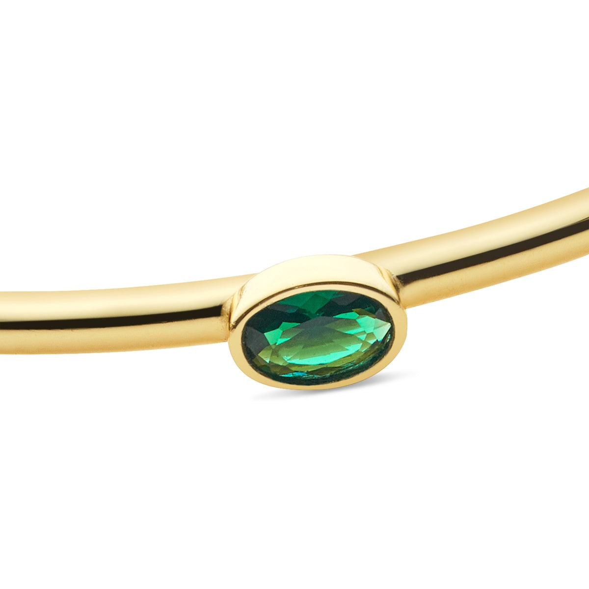 Argento Gold Green Bezel CZ Bangle