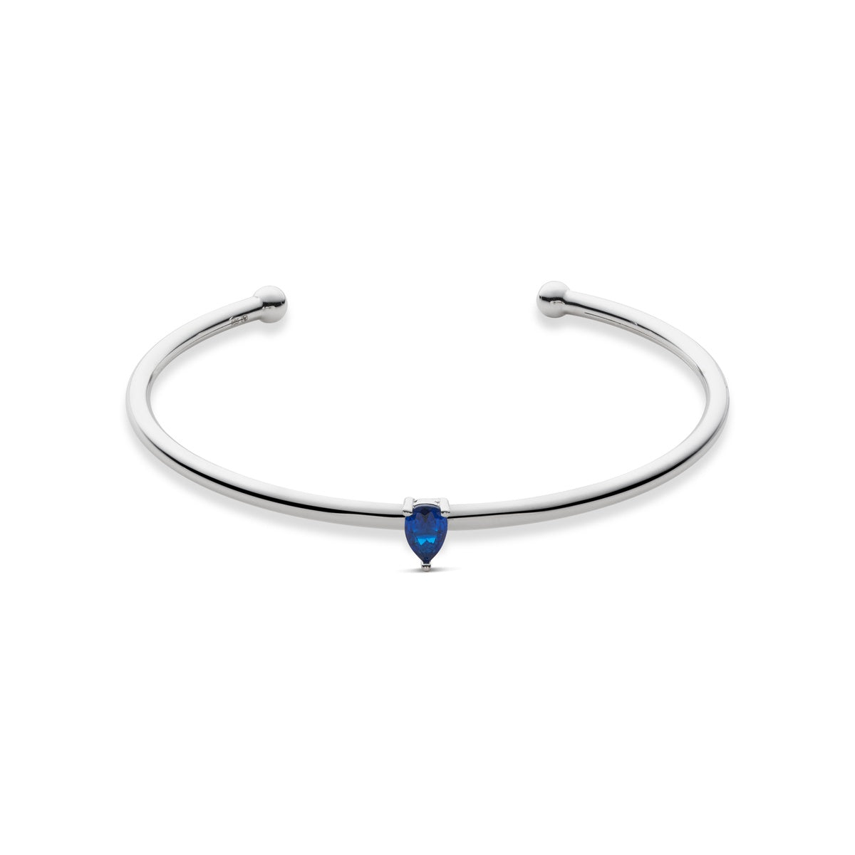 Argento Silver Blue Pear CZ Bangle