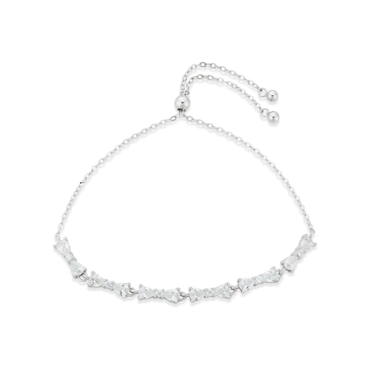 Argento Silver Bow CZ Pull Bracelet