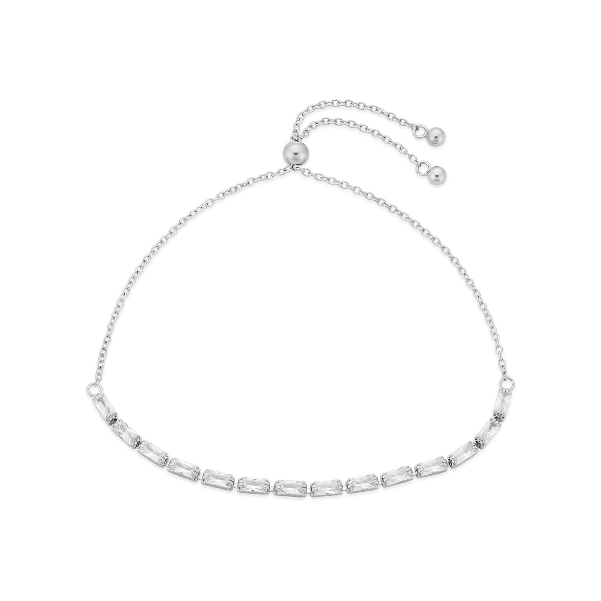 Argento Silver Rectangle Tennis Pull Bracelet