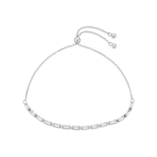 Argento Silver Rectangle Tennis Pull Bracelet