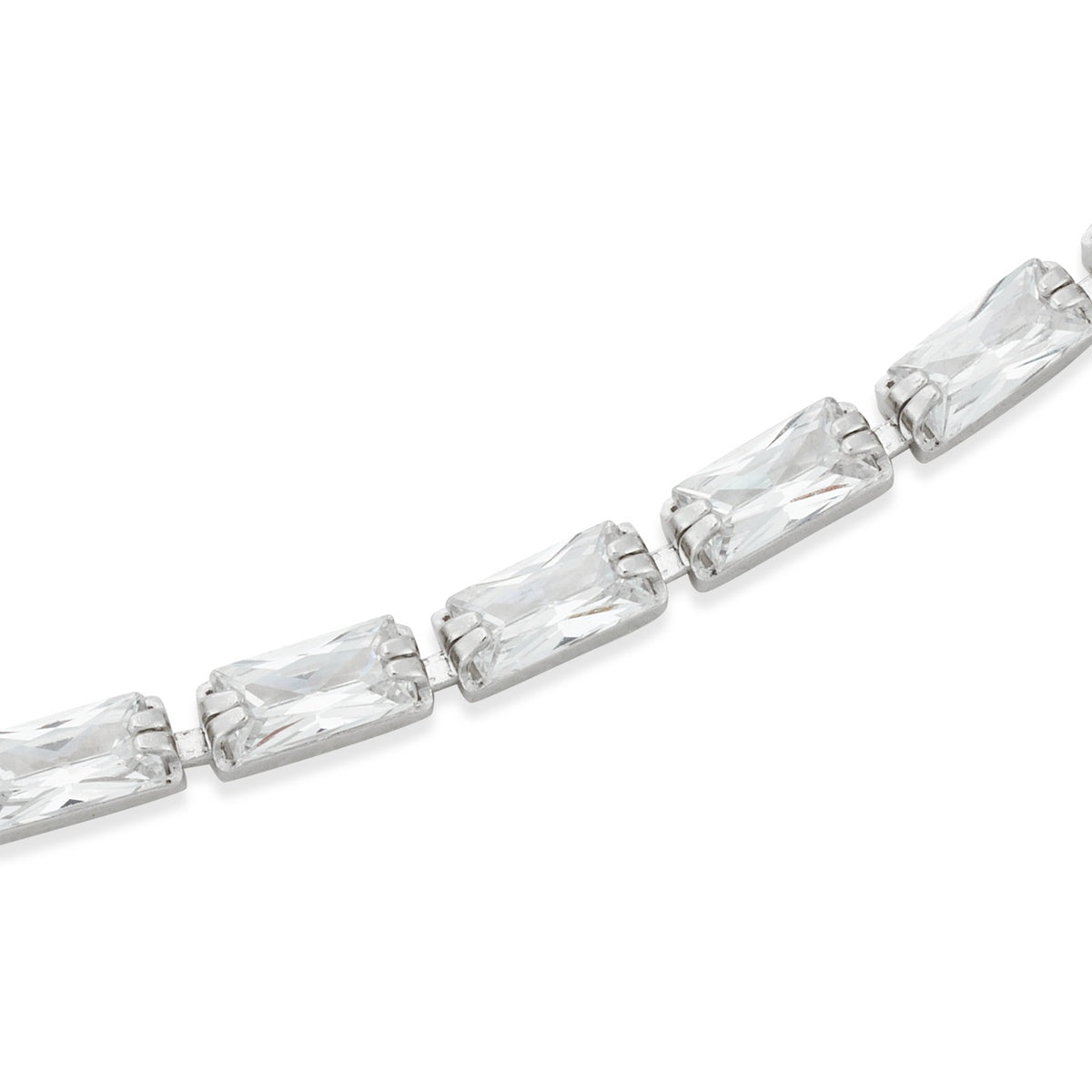 Argento Silver Rectangle Tennis Pull Bracelet