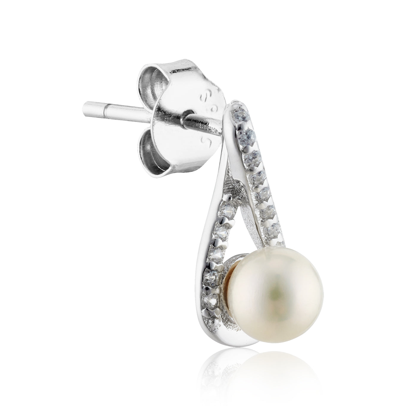 Argento Silver CZ Infinity Pearl Studs