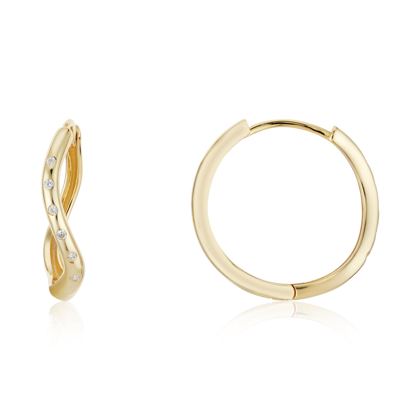 Argento Gold Fluid Wave CZ Hoop Earrings