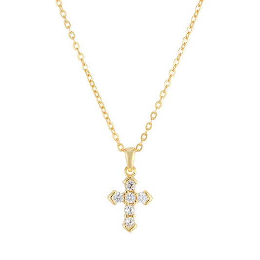 Argento Gold CZ Cross Necklace