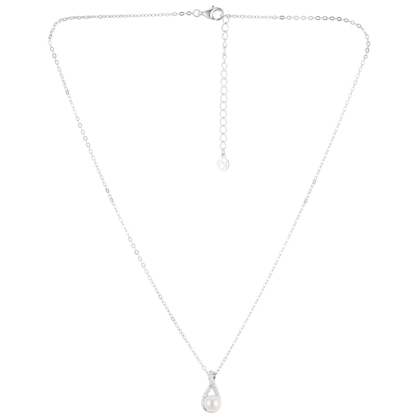 Argento Silver CZ Infinity Pearl Neclace